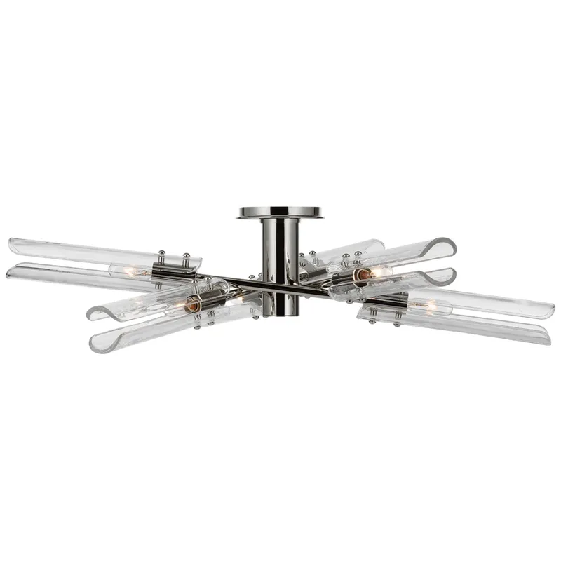 AERIN Casoria XL Radial Flush Mount in Polished Nickel with Clear Glass Ceiling Light W28" x H7.5"