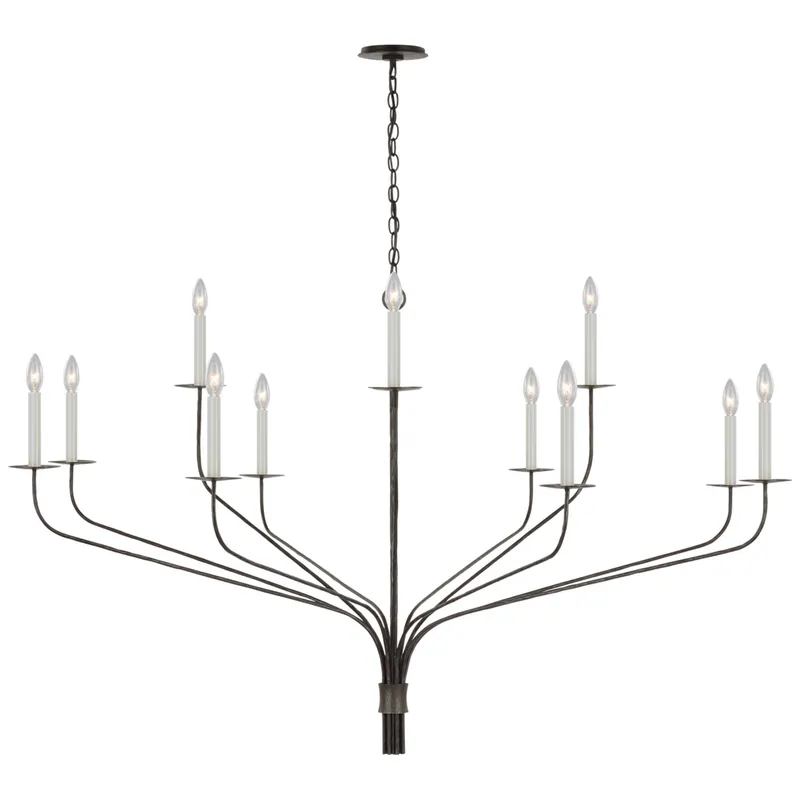 Ian K. Fowler Belfair Grande Two-Tier Chandelier in Aged Iron Ceiling Light W60" x H35.5"