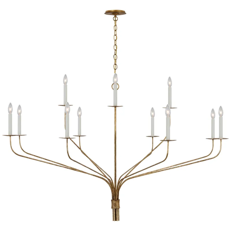 Ian K. Fowler Belfair Grande Two-Tier Chandelier in Gilded Iron Ceiling Light W60" x H35.5"