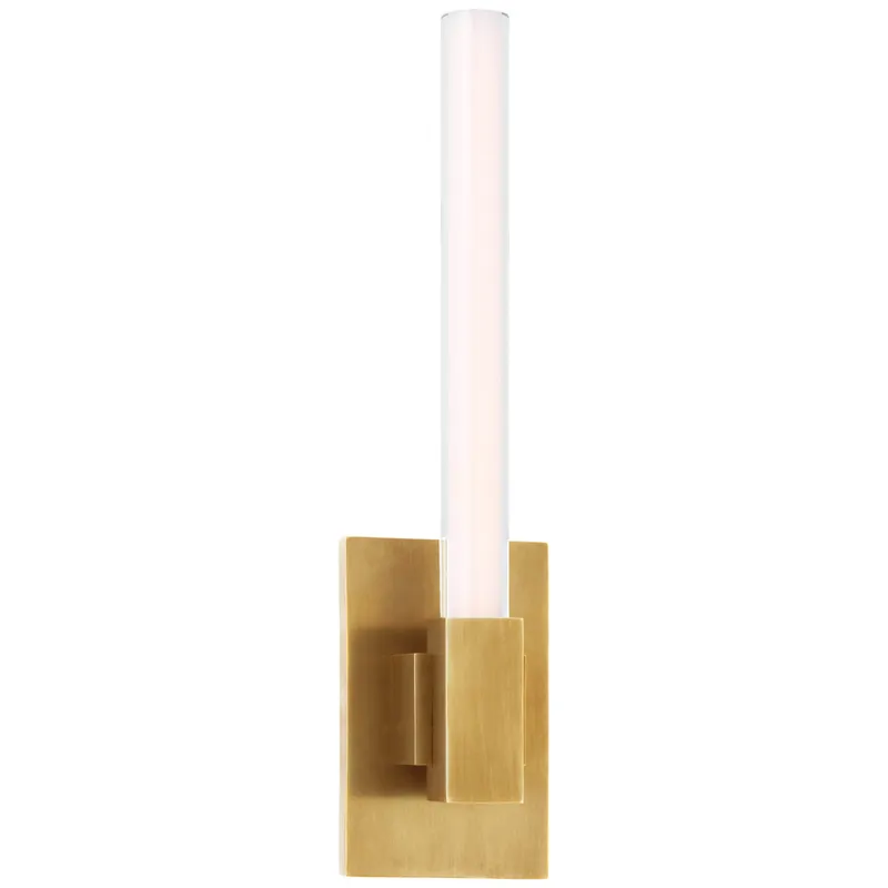Ian K. Fowler Mafra Small Sconce in Hand-Rubbed Antique Brass with White Glass Wall Light W3" x H12.75"
