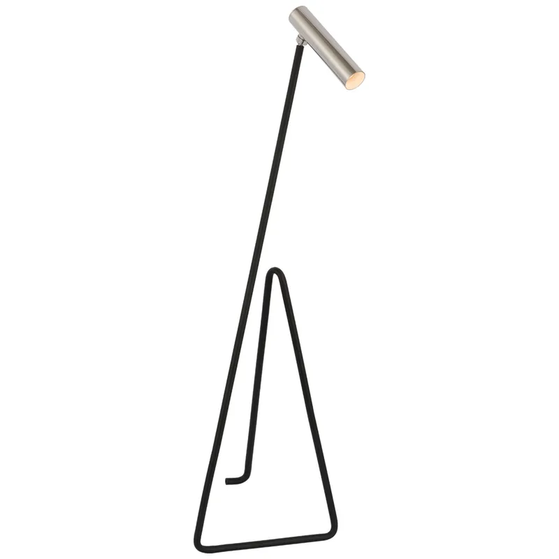 Kelly Wearstler Flesso Small Floor Lamp in Matte Black and Polished Nickel W13" x H46"