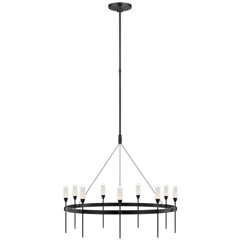Peter Bristol Overture Medium Ring Chandelier in Bronze with Clear Glass Ceiling Light W28.75"