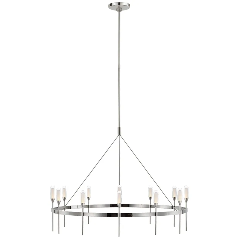 Peter Bristol Overture XL Ring Chandelier in Polished Nickel with Clear Glass Ceiling Light W39"
