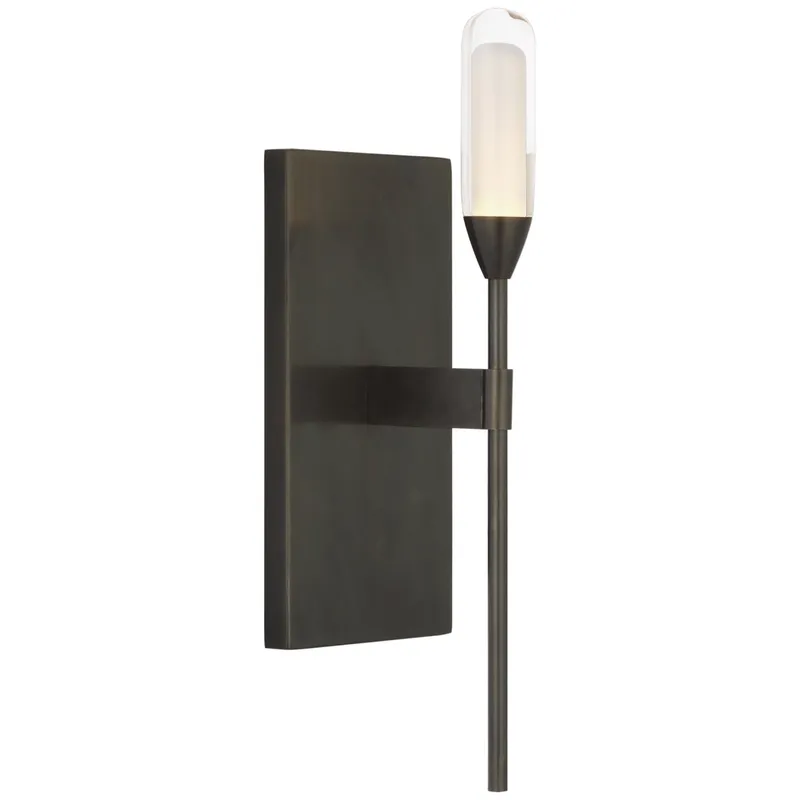 Peter Bristol Overture Medium Sconce in Bronze with Clear Glass Wall Light W3.75" x H12.25"