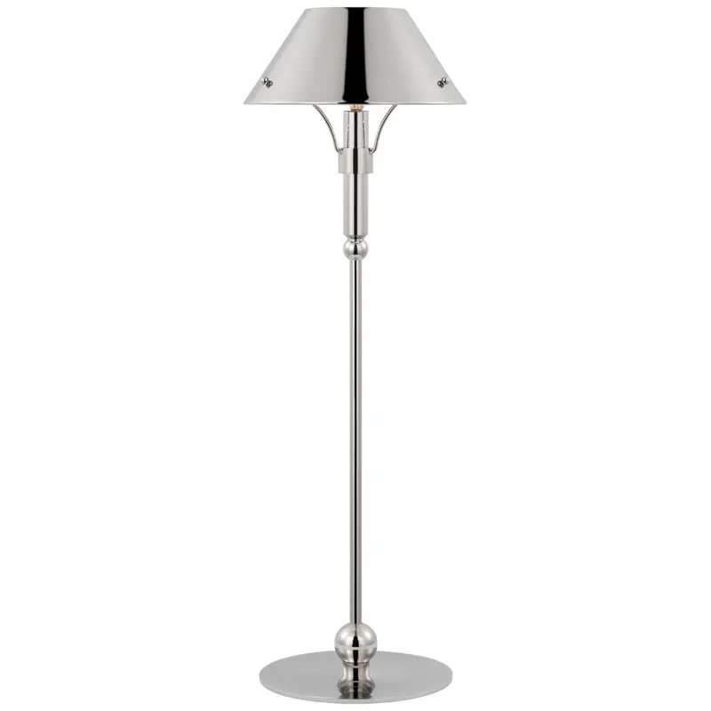 Thomas O'Brien Turlington Medium Table Lamp in Polished Nickel with Polished Nickel Shade W8.75" x H26.75"