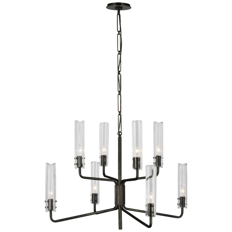 AERIN Casoria Medium Two-Tier Chandelier in Bronze with Clear Glass Ceiling Light W32.25" x H22.75"