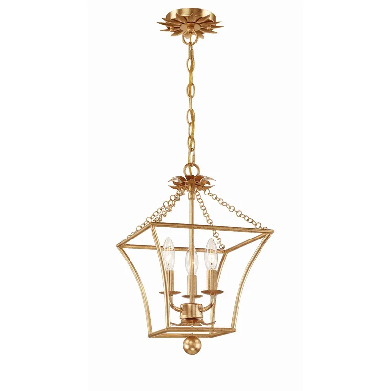 Broche 11'' Antique Gold Chandelier Gold 11"W x 17"H x 11"D