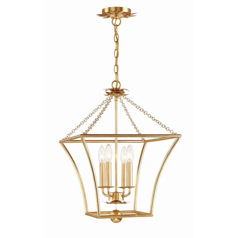 Broche 16'' Antique Gold Chandelier Gold 16"W x 22.5"H x 16"D