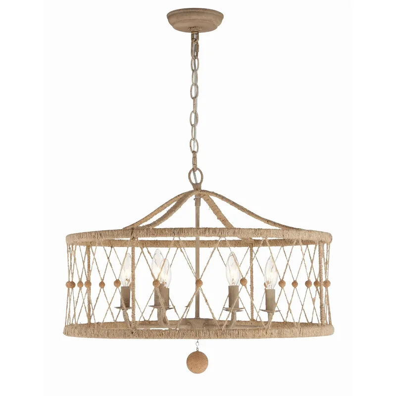 Brixton 24'' Burnished Silver Chandelier Tan 24"W x 18.5"H x 24"D