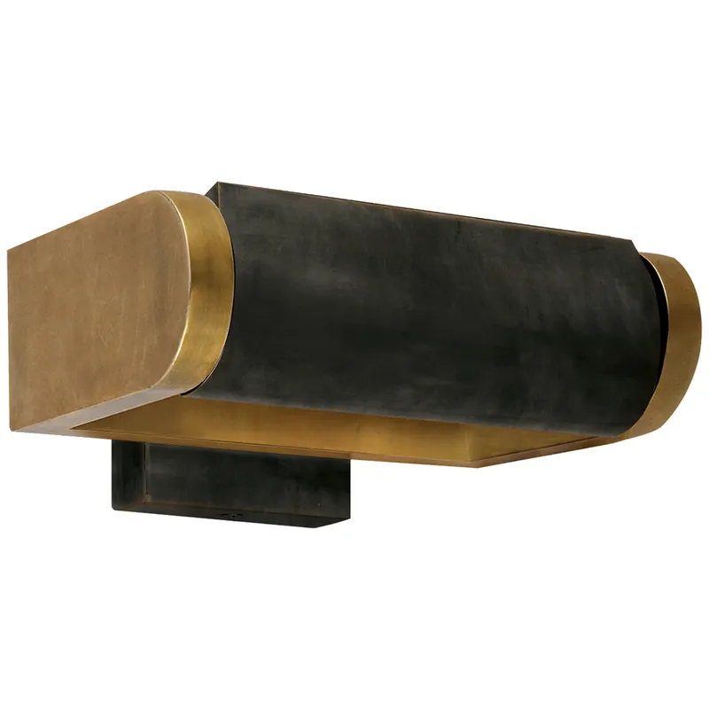 Thomas O'Brien David 7" Art Light in Bronze with Hand-Rubbed Antique Brass Shade Wall Light W7" x H3.75"