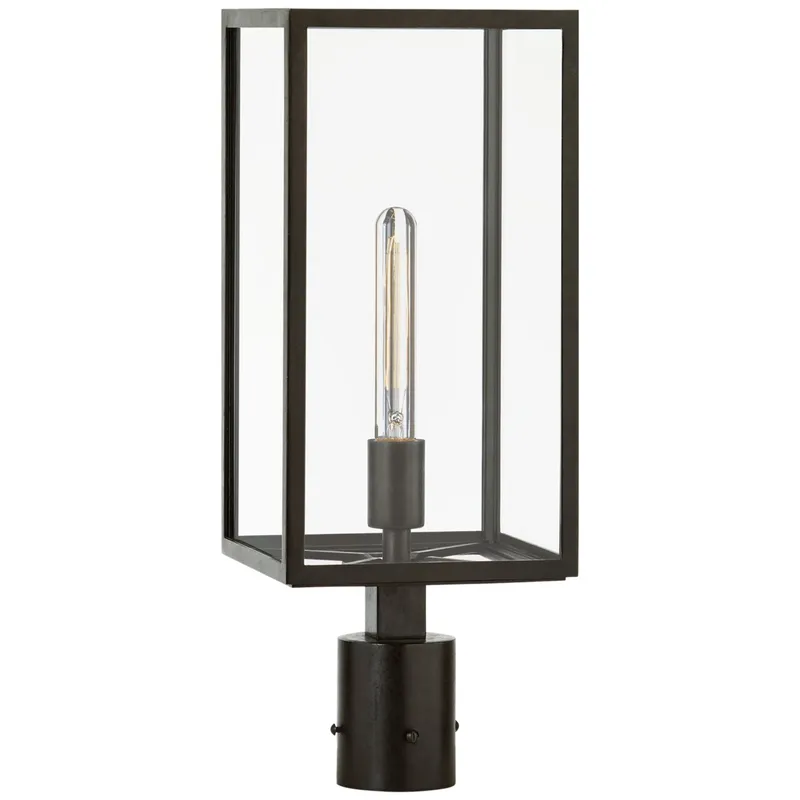 Chapman & Myers Fresno Post Light in Aged Iron with Clear Glass Outdoor Lighting W8" x H21"