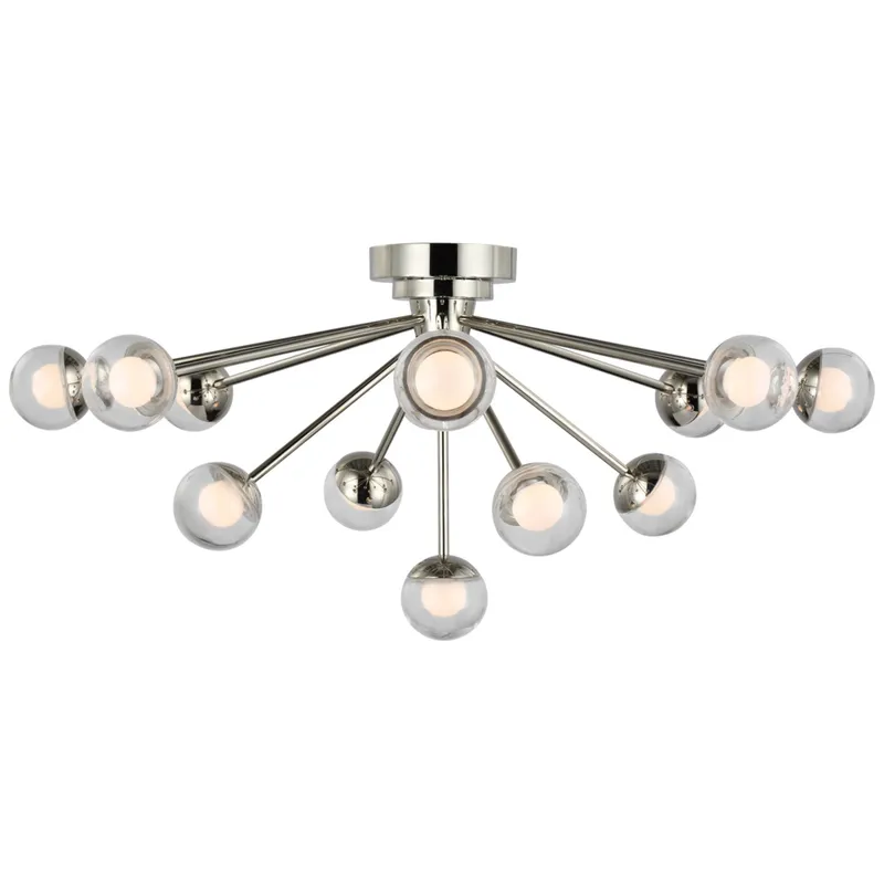 kate spade new york Alloway 30" Flush Mount in Polished Nickel with Clear Glass Ceiling Light W30" x H13.5"
