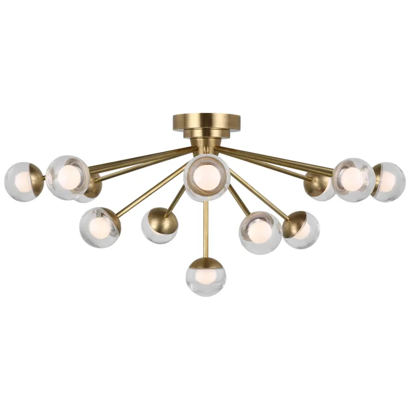 kate spade new york Alloway 30" Flush Mount in Soft Brass with Clear Glass Ceiling Light W30" x H13.5"