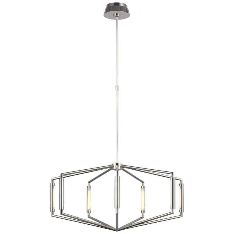 Kelly Wearstler Appareil 30" Low Profile Chandelier in Polished Nickel Ceiling Light W29.5"