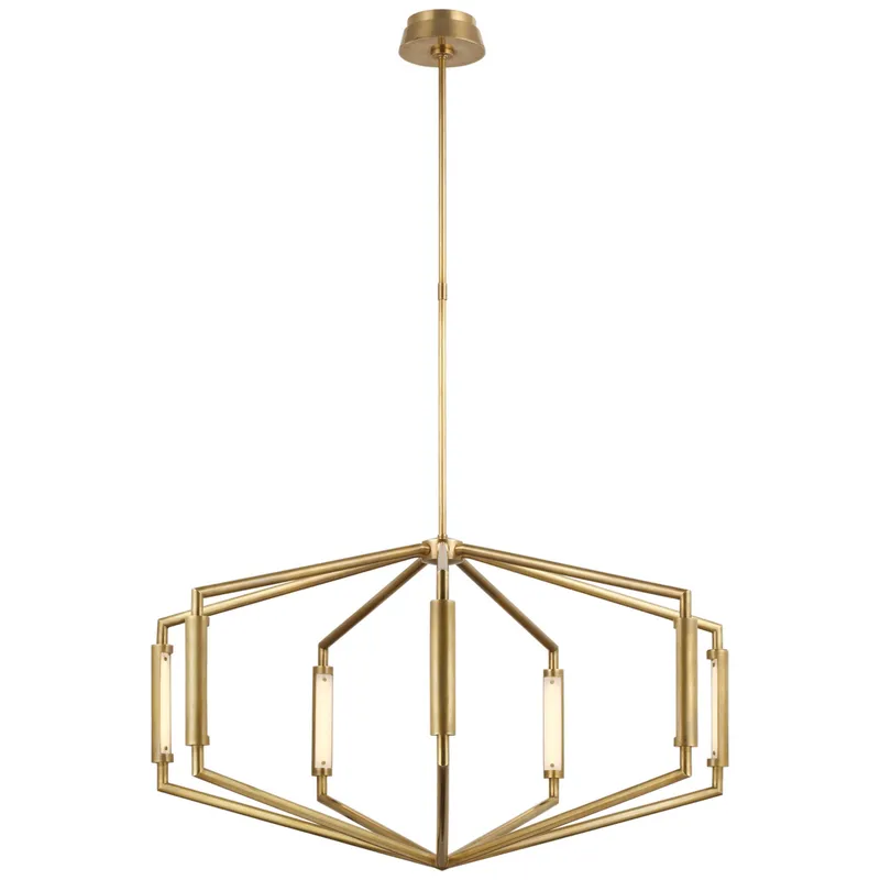 Kelly Wearstler Appareil 40" Low Profile Chandelier in Antique-Burnished Brass Ceiling Light W39"