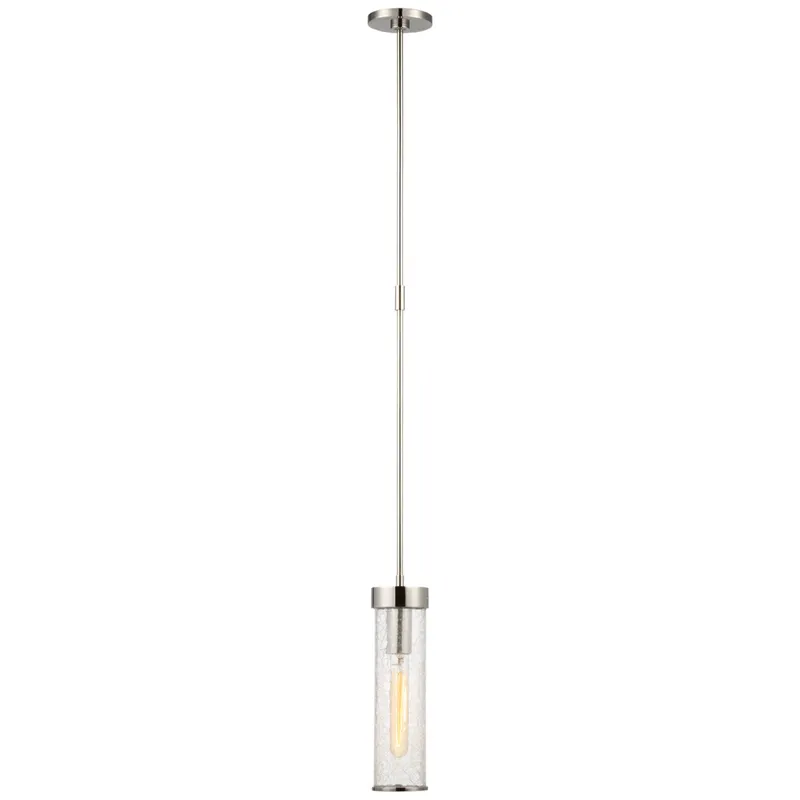 Kelly Wearstler Liaison Short Pendant in Polished Nickel with Crackle Glass Ceiling Light W3.5"