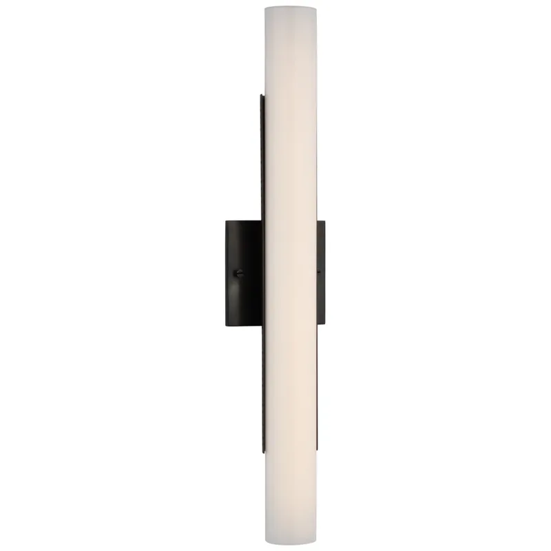 Kelly Wearstler Precision 21" Bath Light in Bronze with White Glass Wall Light W4.25" x H21"