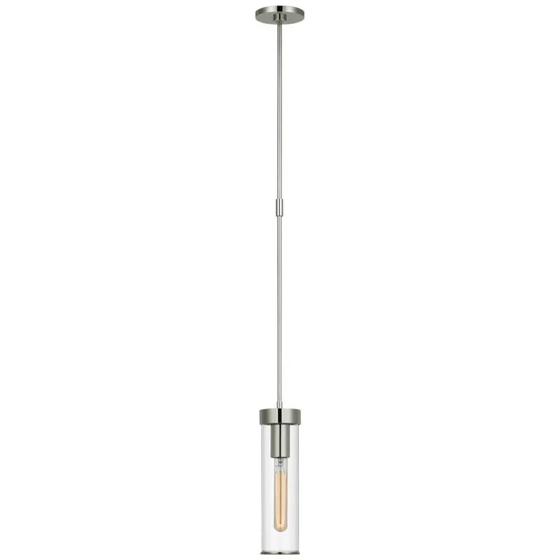 Kelly Wearstler Liaison Short Pendant in Polished Nickel with Clear Glass Ceiling Light W3.5"