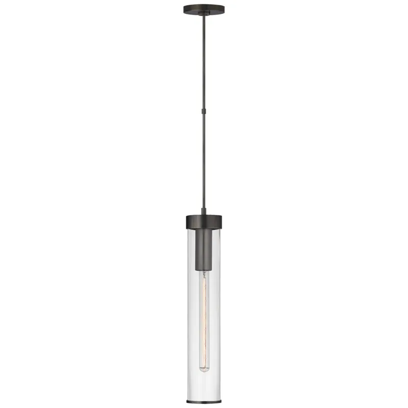 Kelly Wearstler Liaison Long Pendant in Bronze with Clear Glass Ceiling Light W3.5"