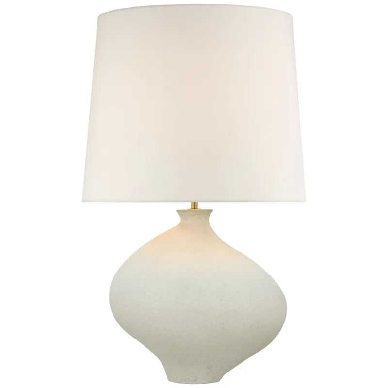 AERIN Celia Large Left Table Lamp in Marion White with Linen Shade W16.5" x H28.75"