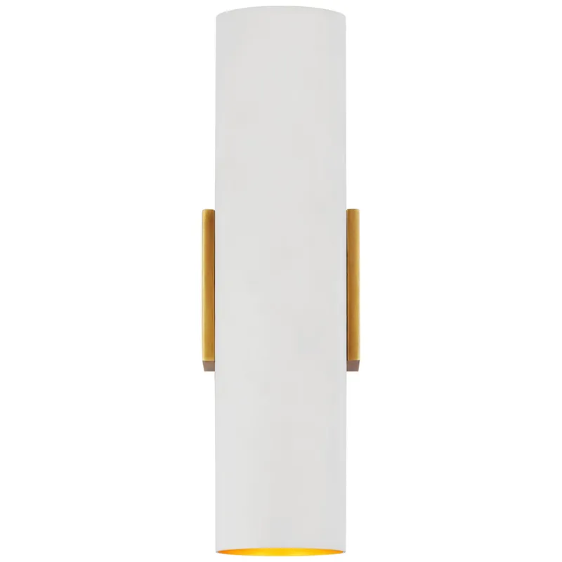 AERIN Nella Medium Cylinder Sconce in Hand-Rubbed Antique Brass and Plaster White Wall Light W4.25" x H15"