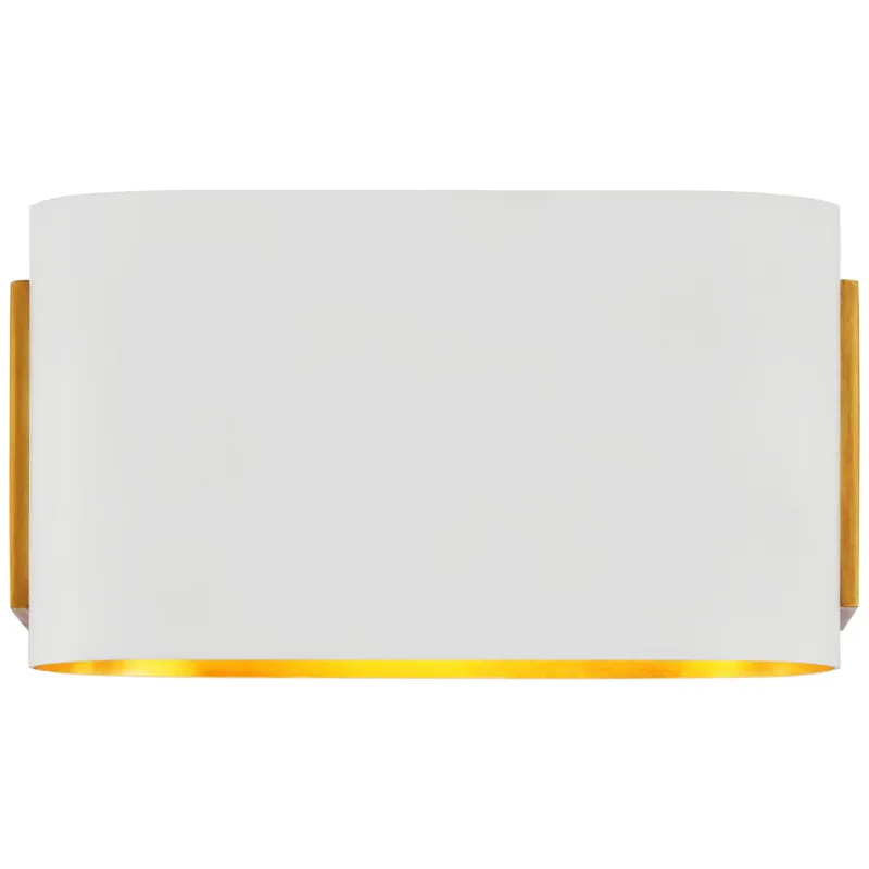 AERIN Nella Small Oblong Sconce in Hand-Rubbed Antique Brass and Plaster White Wall Light W11" x H6"