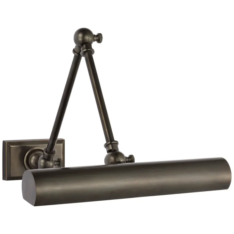 Chapman & Myers Cabinet Maker 12" Double Library Light in Bronze Wall Light W12" x H5.75" - 12.25"