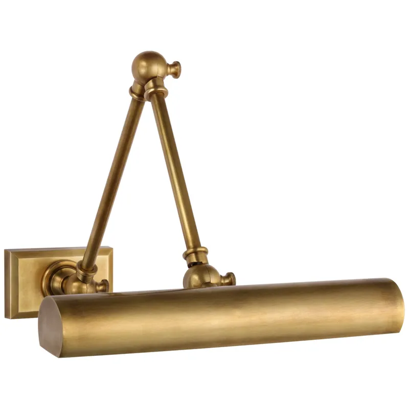 Chapman & Myers Cabinet Maker 12" Double Library Light in Hand-Rubbed Antique Brass Wall Light W12" x H5.75" - 12.25"