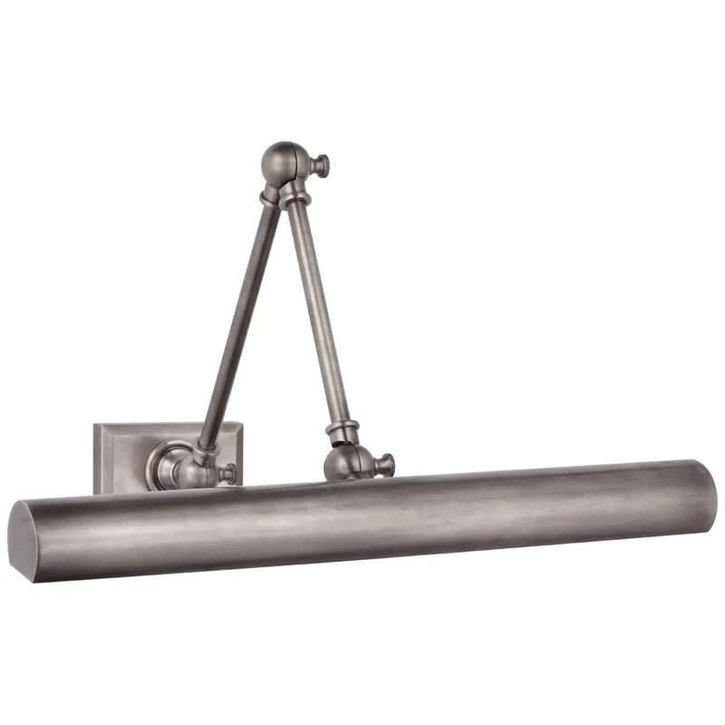 Chapman & Myers Cabinet Maker 18" Double Library Light in Antique Nickel Wall Light W18" x H5.75" - 12.25"