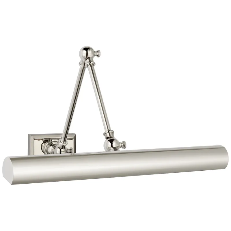 Chapman & Myers Cabinet Maker 18" Double Library Light in Polished Nickel Wall Light W18" x H5.75" - 12.25"