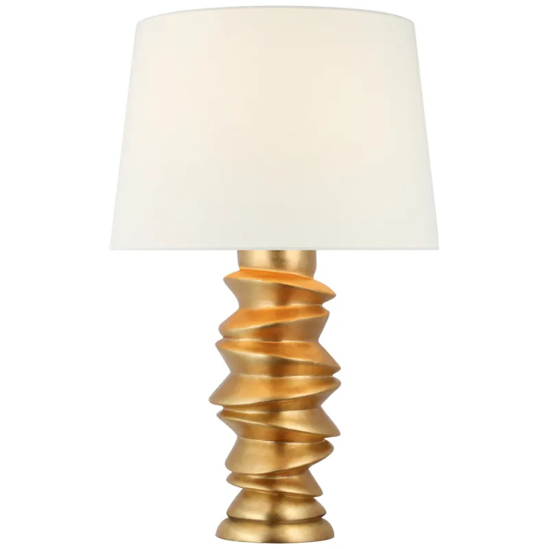 Julie Neill Karissa Medium Table Lamp in Antique Gold Leaf with Linen Shade W18" x H28.75"
