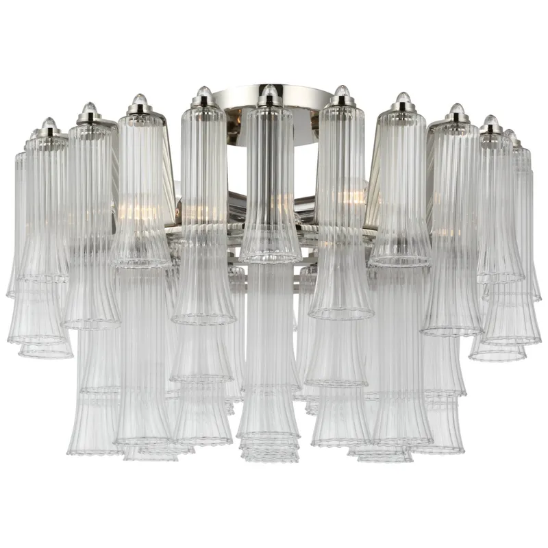 Julie Neill Lorelei 18" Semi-Flush Mount in Polished Nickel with Clear Glass Ceiling Light W18" x H12"