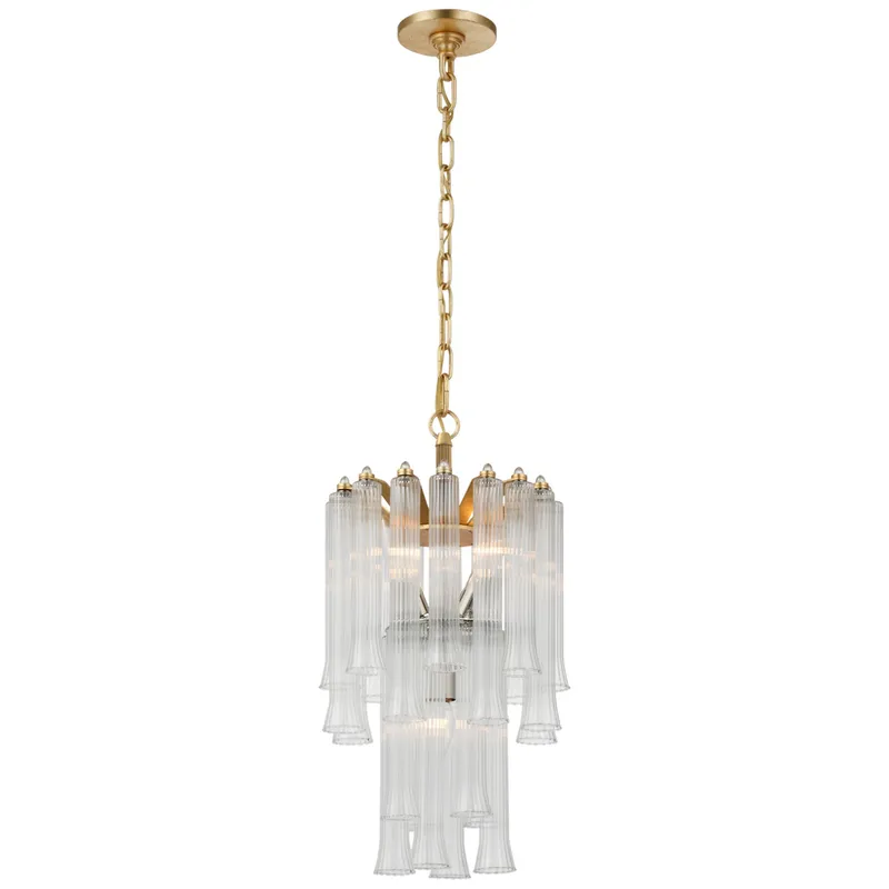 Julie Neill Lorelei Petite Waterfall Chandelier in Gild with Clear Glass Ceiling Light W12" x H23.5"