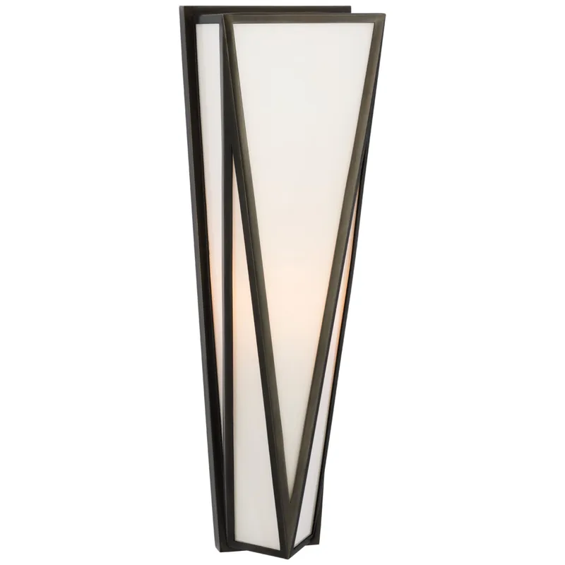 Julie Neill Lorino Medium Sconce in Bronze with White Glass Wall Light W5.5" x H17.75"