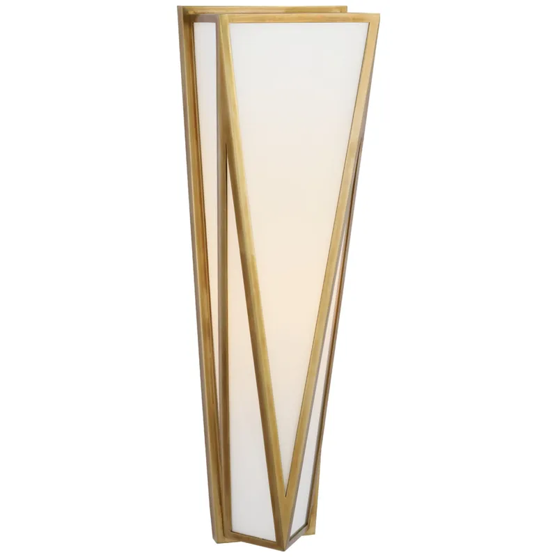 Julie Neill Lorino Medium Sconce in Hand-Rubbed Antique Brass with White Glass Wall Light W5.5" x H17.75"