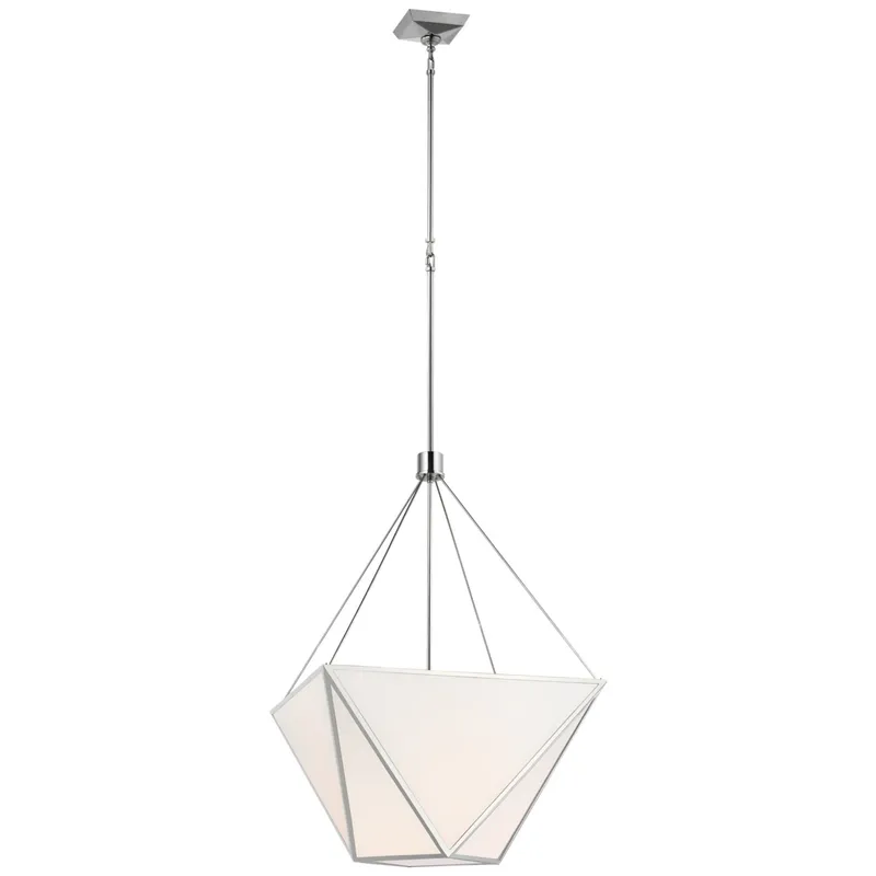 Julie Neill Lorino Large Lantern in Polished Nickel with White Glass Ceiling Light W22"