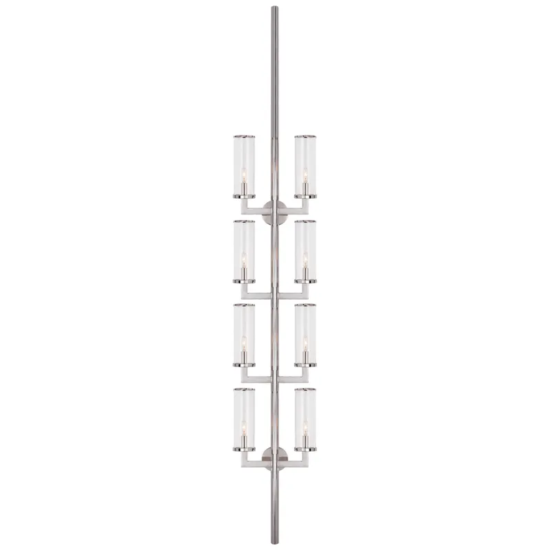 Kelly Wearstler Liaison Statement Sconce in Polished Nickel with Clear Glass Wall Light W12.75" x H84.25"