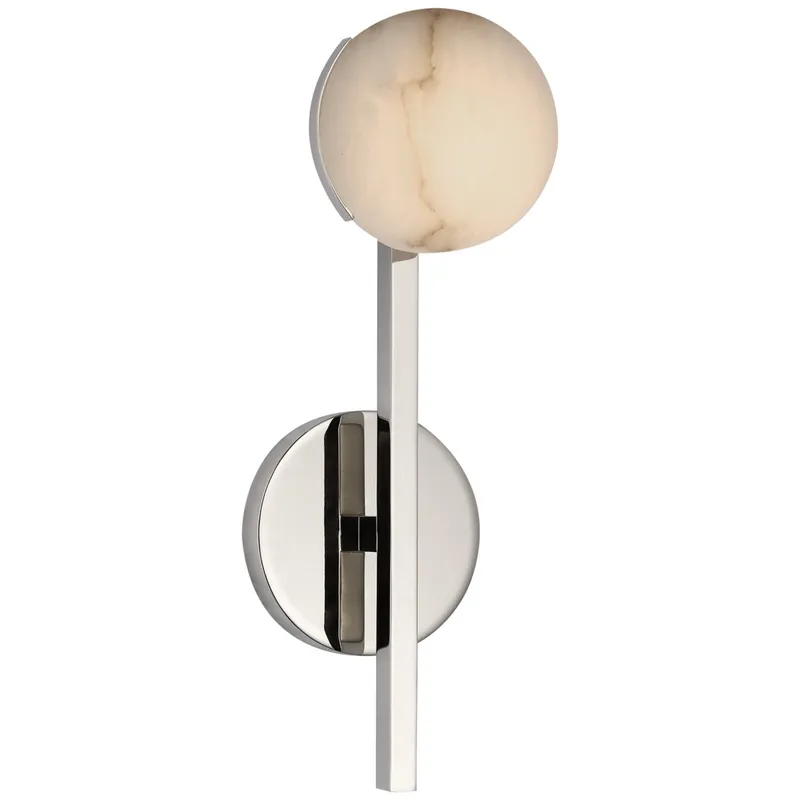 Kelly Wearstler Pedra Petite Tail Sconce in Polished Nickel with Alabaster Wall Light W4.5" x H13"