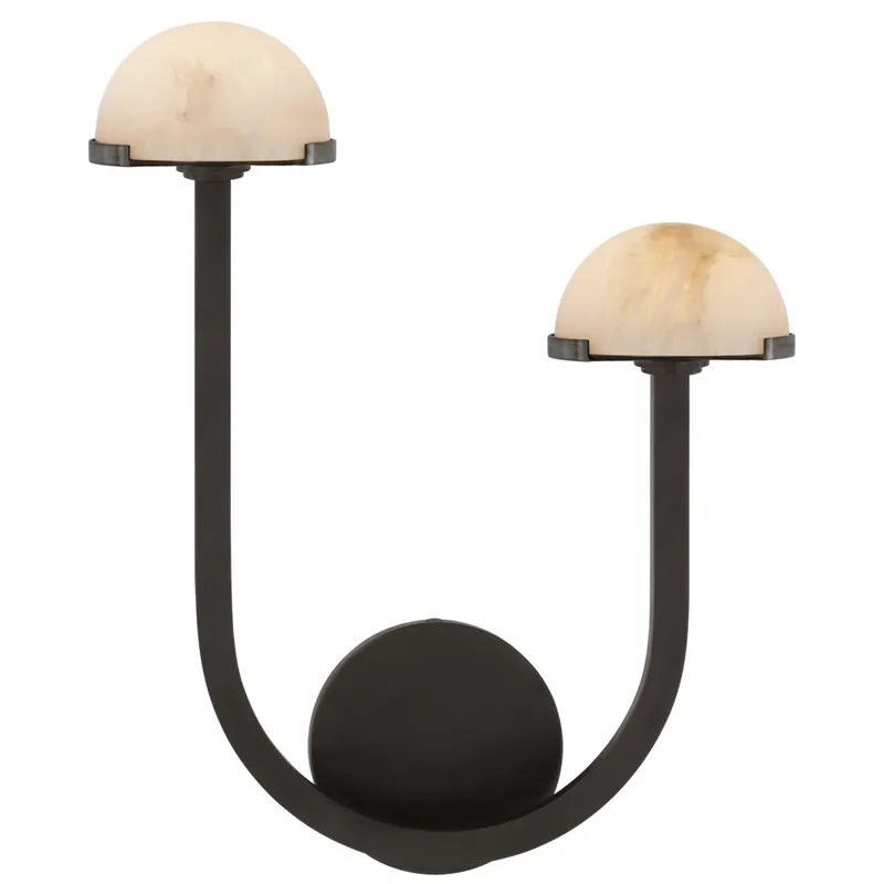 Kelly Wearstler Pedra 15" Asymmetrical Right Sconce in Bronze with Alabaster Wall Light W12.25" x H15"