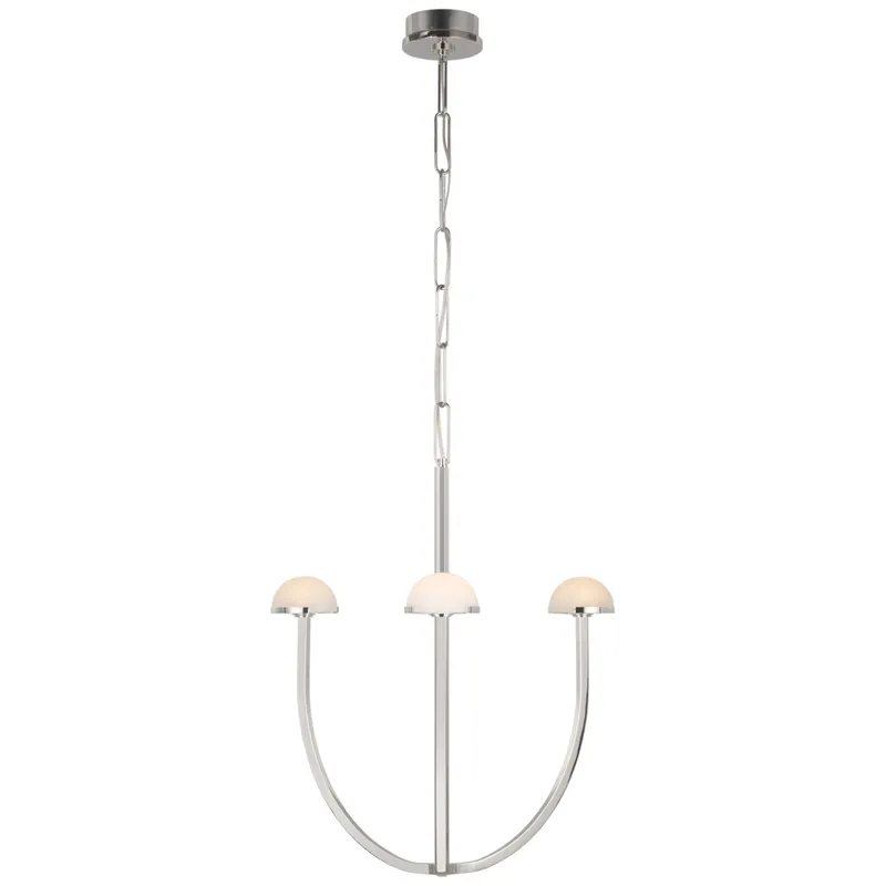 Kelly Wearstler Pedra Medium Chandelier in Polished Nickel with Alabaster Ceiling Light W21.5" x H28.75"