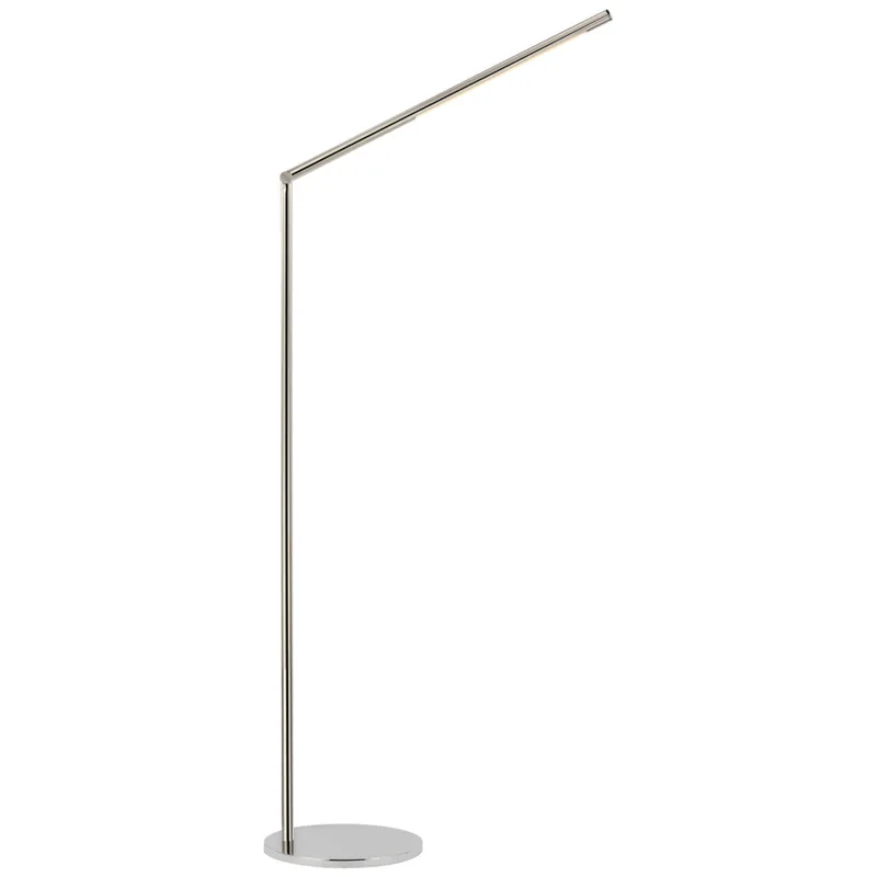 Kelly Wearstler Cona Large Articulating Floor Lamp in Polished Nickel W10" x H42.5" - 64.5"