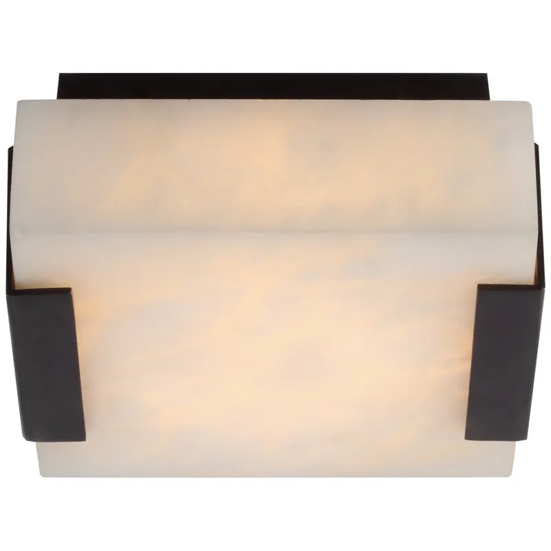Kelly Wearstler Covet Low Clip Solitaire Flush Mount in Bronze with Alabaster Ceiling Light W5" x 5.25" x H2.25"