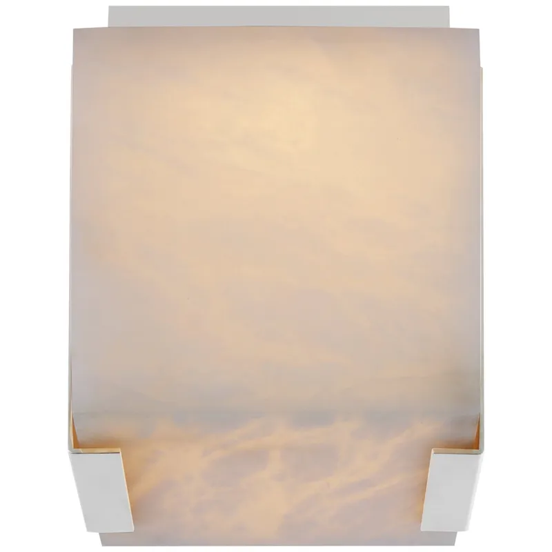 Kelly Wearstler Covet Tall Clip Solitaire Flush Mount in Polished Nickel with Alabaster Ceiling Light W5" x 5.25" x H6"