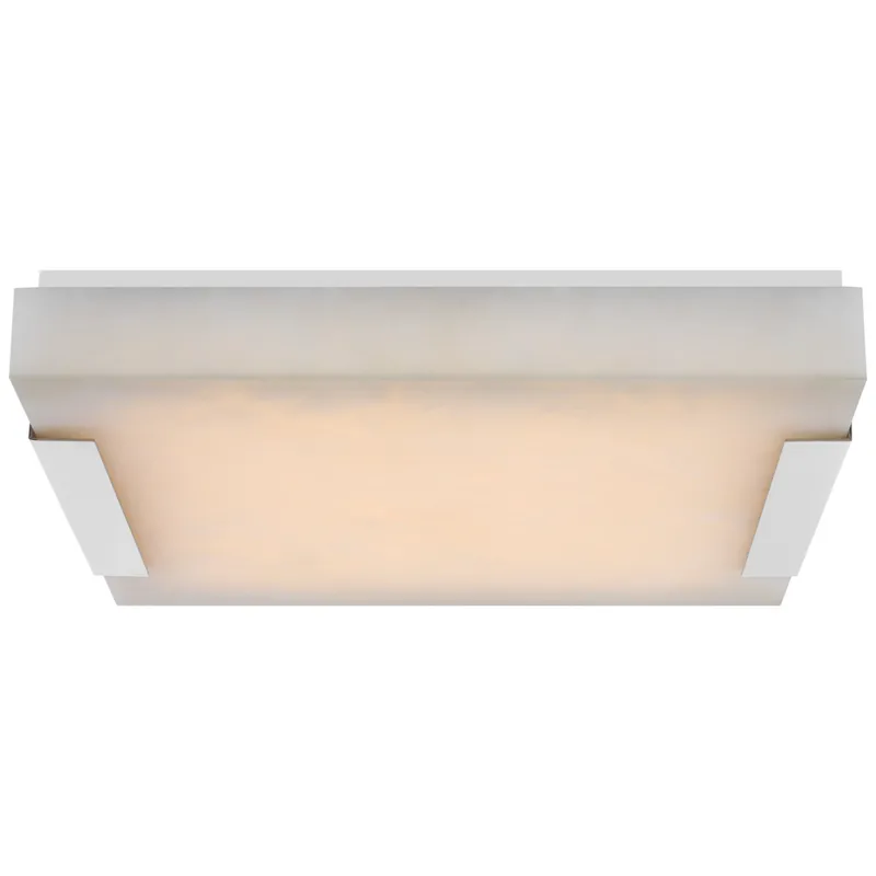 Kelly Wearstler Covet Large Flush Mount in Polished Nickel with Alabaster Ceiling Light W18.25" x H3"