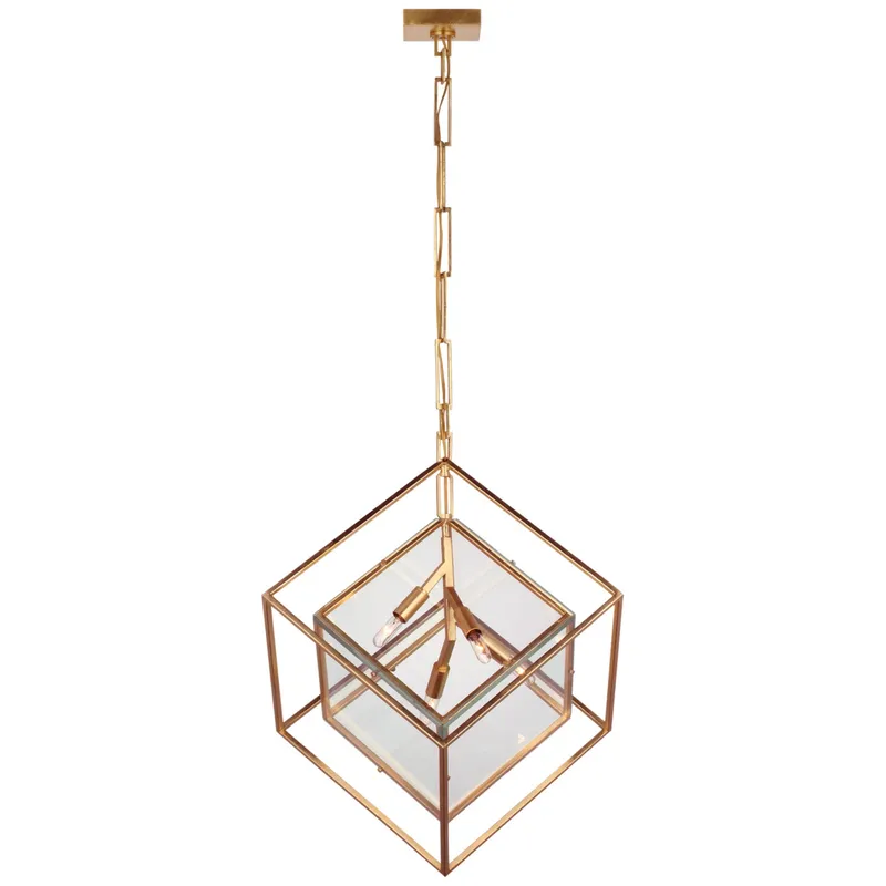 Kelly Wearstler Cubed Large Pendant in Gild with Clear Glass Ceiling Light W20" x H26"