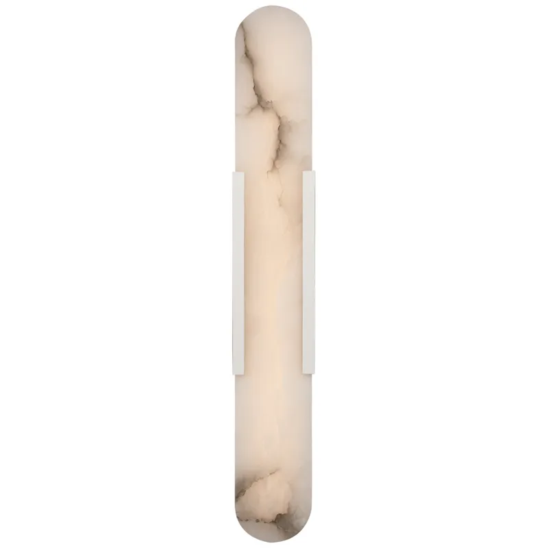 Kelly Wearstler Melange 28" Elongated Sconce in Polished Nickel with Alabaster Wall Light W4.25" x H28"