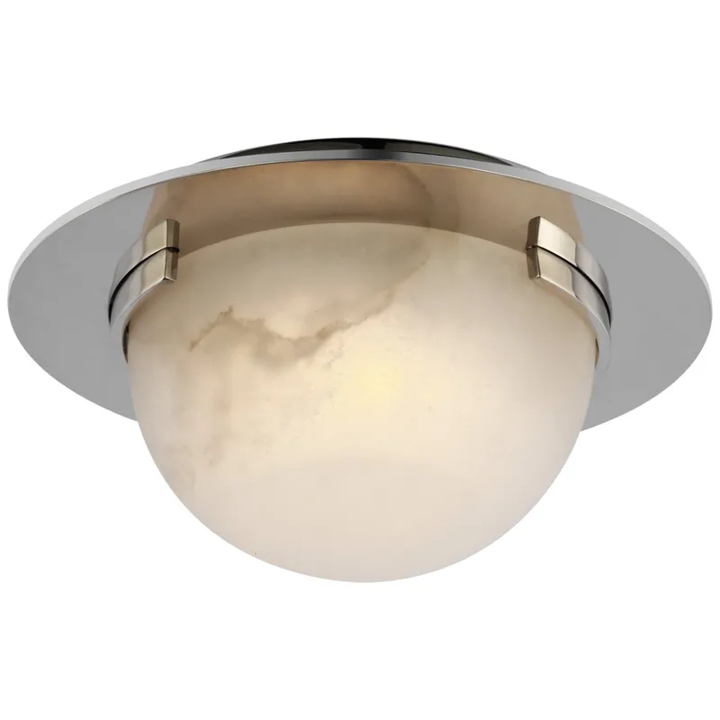 Kelly Wearstler Melange 6" Solitaire Flush Mount in Polished Nickel with Alabaster Ceiling Light W6" x H3"