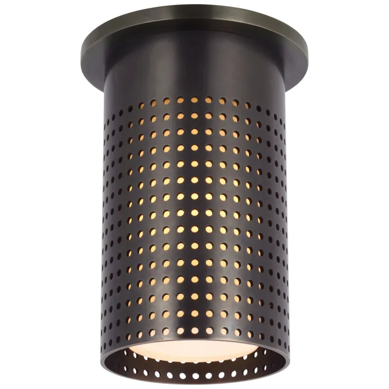 Kelly Wearstler Precision Short Monopoint Flush Mount in Bronze with White Glass Ceiling Light W3.5" x H6.25"