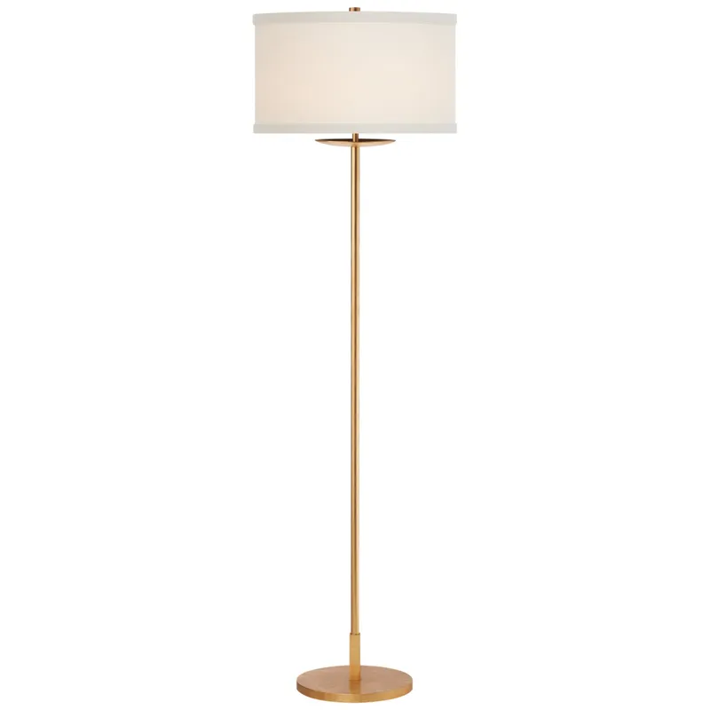 kate spade new york Walker Medium Floor Lamp in Gild with Cream Linen Shade W17" x H58"