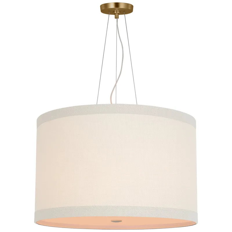 kate spade new york Walker Medium Hanging Shade in Gild with Linen Shade Ceiling Light W22"